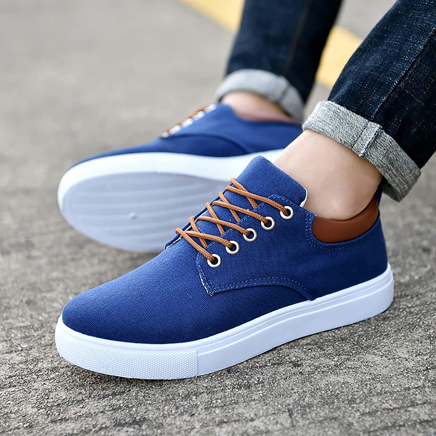 Canvas Sneakers for Men | White Outsole and Lace-Up Design