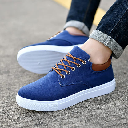 Canvas Sneakers for Men | White Outsole and Lace-Up Design