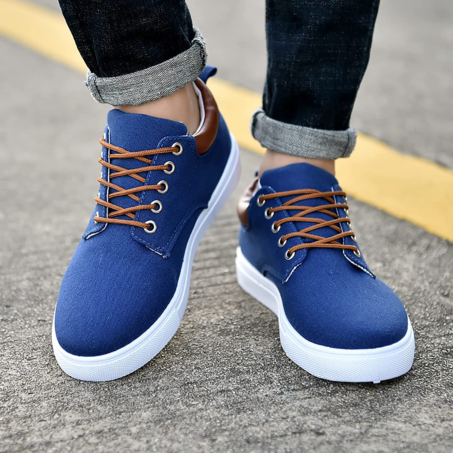 Canvas Sneakers for Men | White Outsole and Lace-Up Design