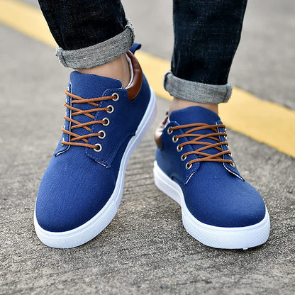 Canvas Sneakers for Men | White Outsole and Lace-Up Design