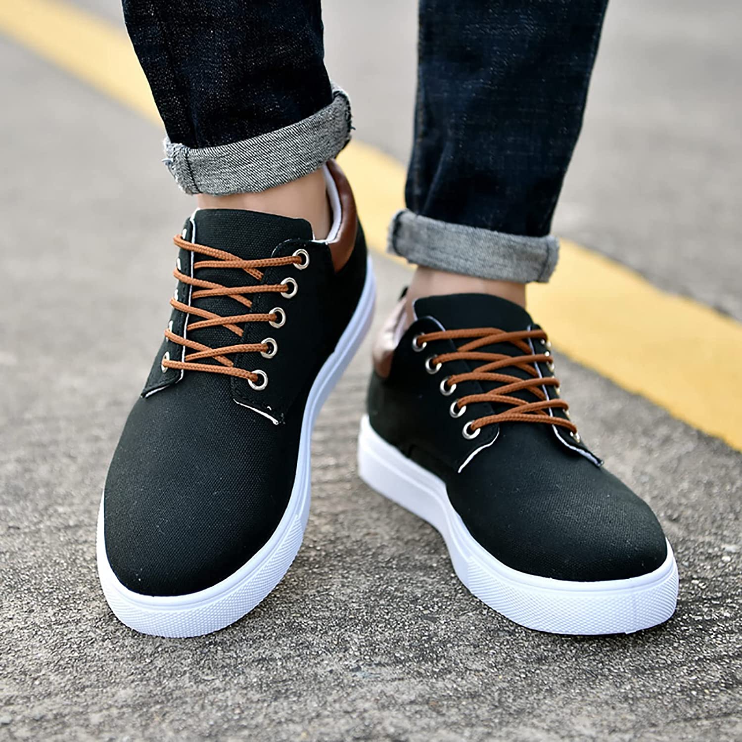 Canvas Sneakers for Men | White Outsole and Lace-Up Design