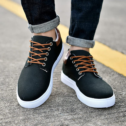 Canvas Sneakers for Men | White Outsole and Lace-Up Design