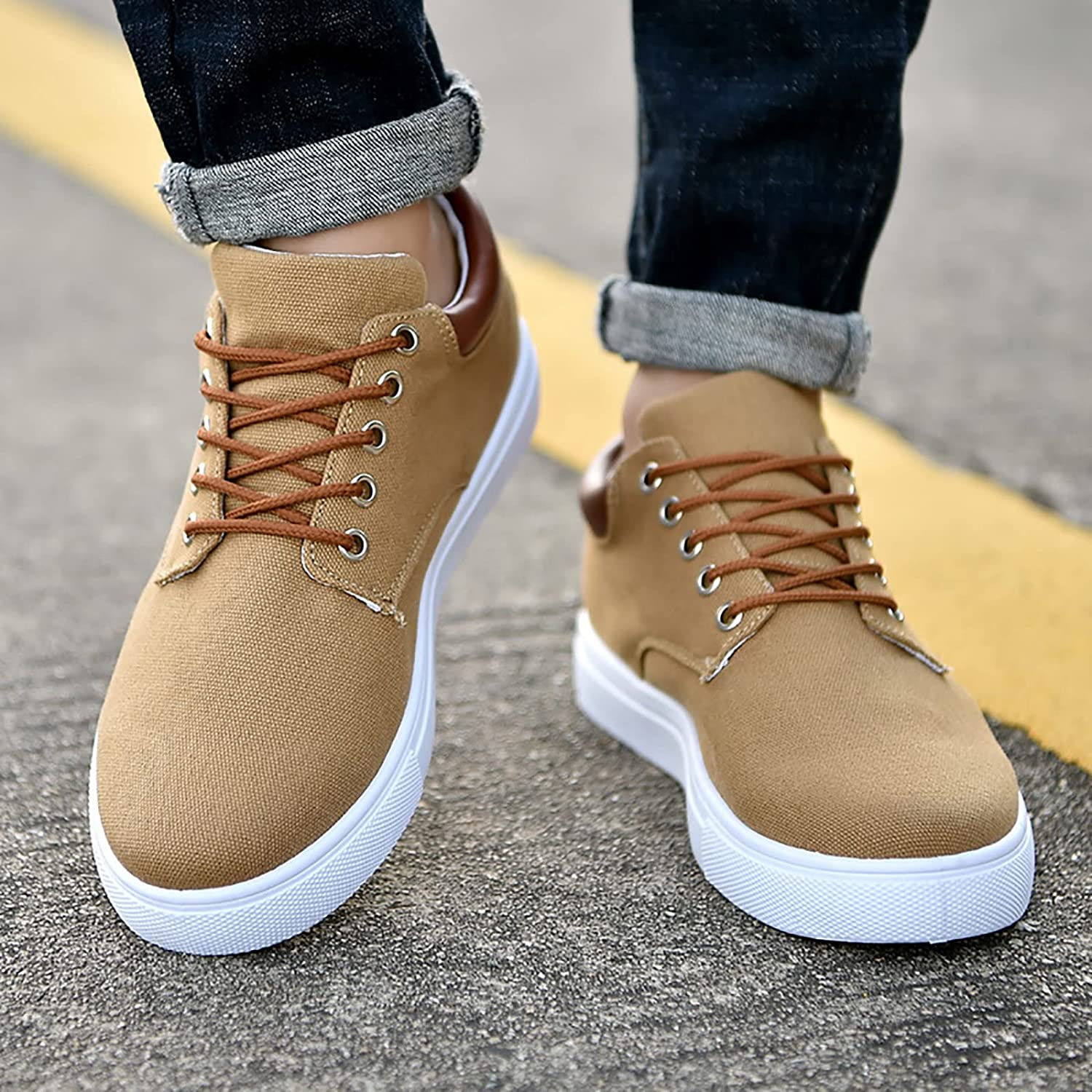 Canvas Sneakers for Men | White Outsole and Lace-Up Design