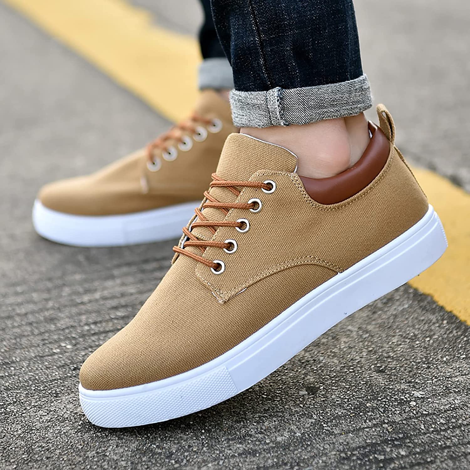 Canvas Sneakers for Men | White Outsole and Lace-Up Design