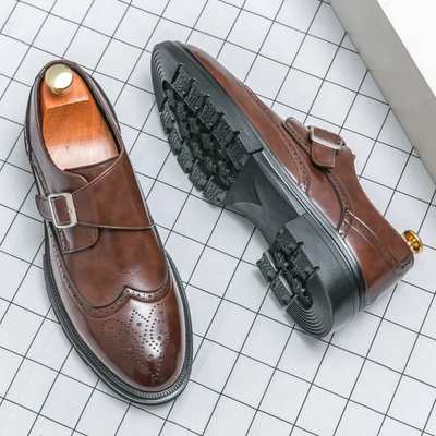 Men’s Monk Strap Dress Shoes - Buckle Closure and Rounded Toe