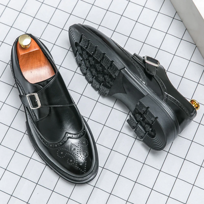 Men’s Monk Strap Dress Shoes - Buckle Closure and Rounded Toe