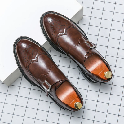 Men’s Monk Strap Dress Shoes - Buckle Closure and Rounded Toe