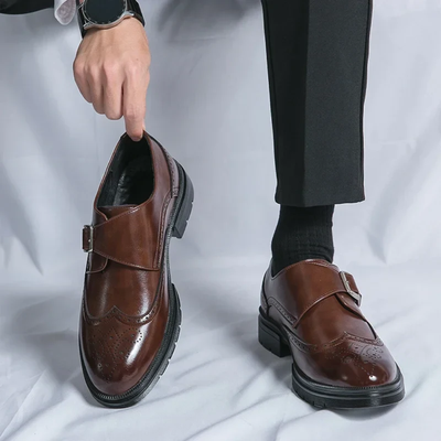 Men’s Monk Strap Dress Shoes - Buckle Closure and Rounded Toe