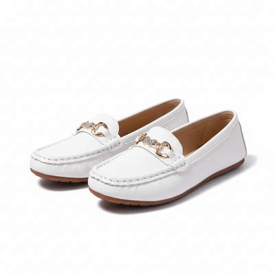 Women’s Slip-On Loafers - Chain Detail and Flat Sole