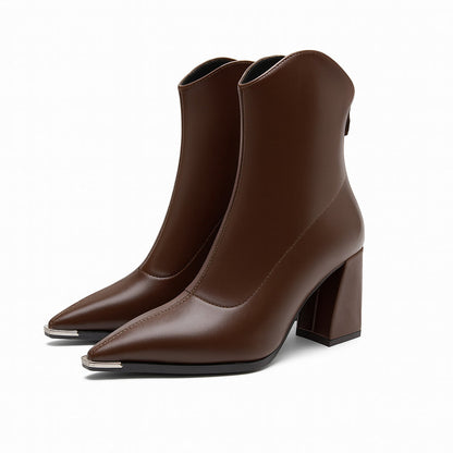 Women’s Pointed-Toe Block Heel Boots | Structured Design