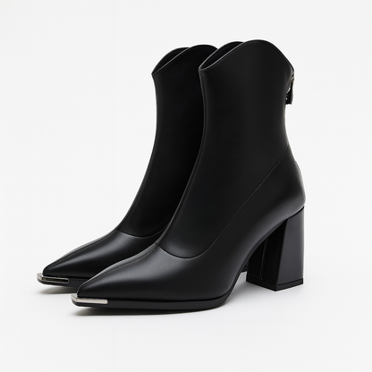 Women’s Pointed-Toe Block Heel Boots | Structured Design