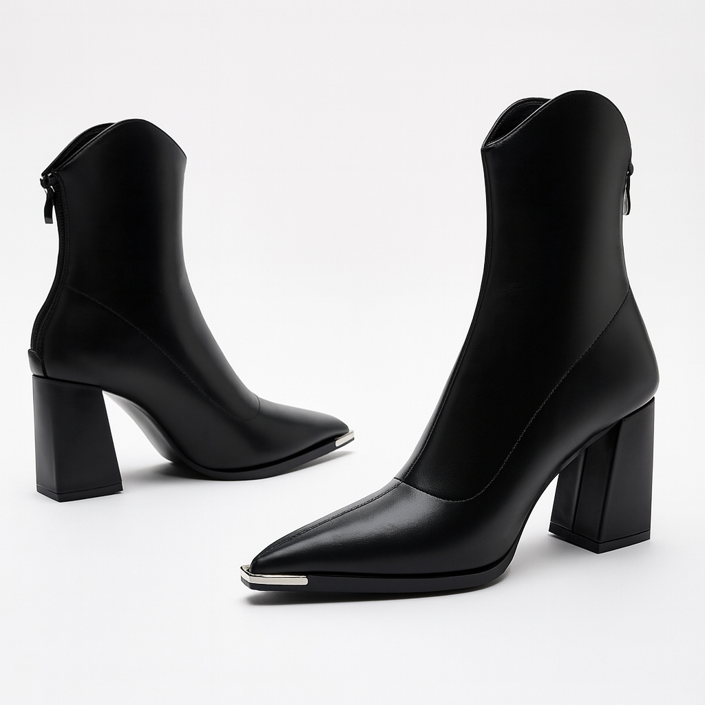Women’s Pointed-Toe Block Heel Boots | Structured Design