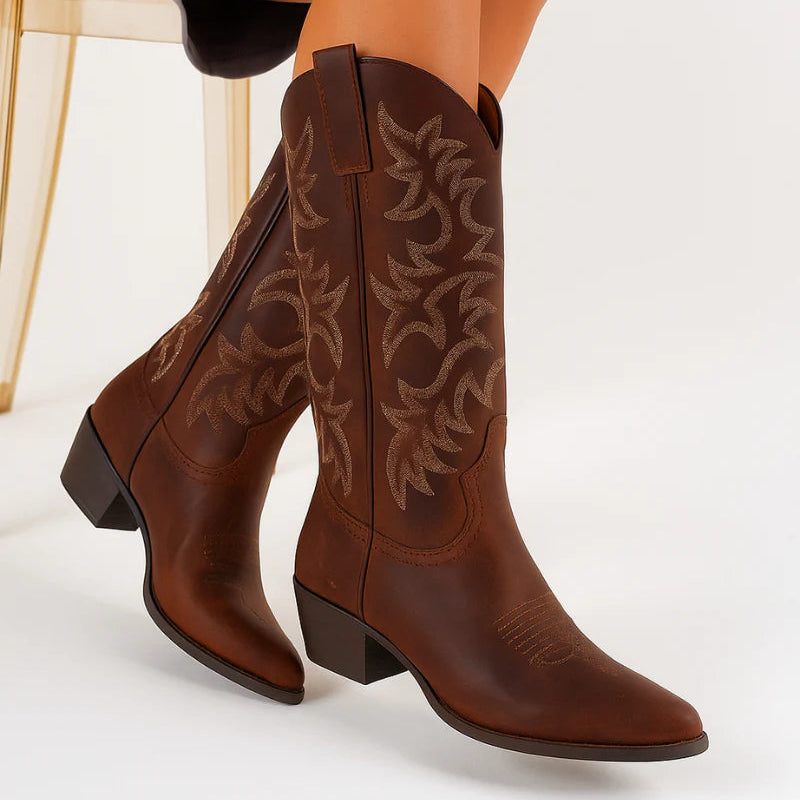 Western Style Cowboy Boots for Women | Embroidered Design