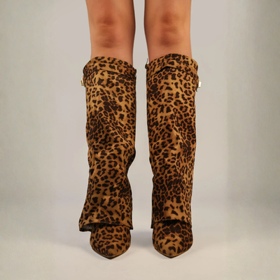 Women's Slouchy Fold Over Knee High Boots – Faux Suede High Heel Buckle Boots