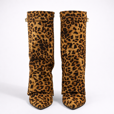 Women's Slouchy Fold Over Knee High Boots – Faux Suede High Heel Buckle Boots