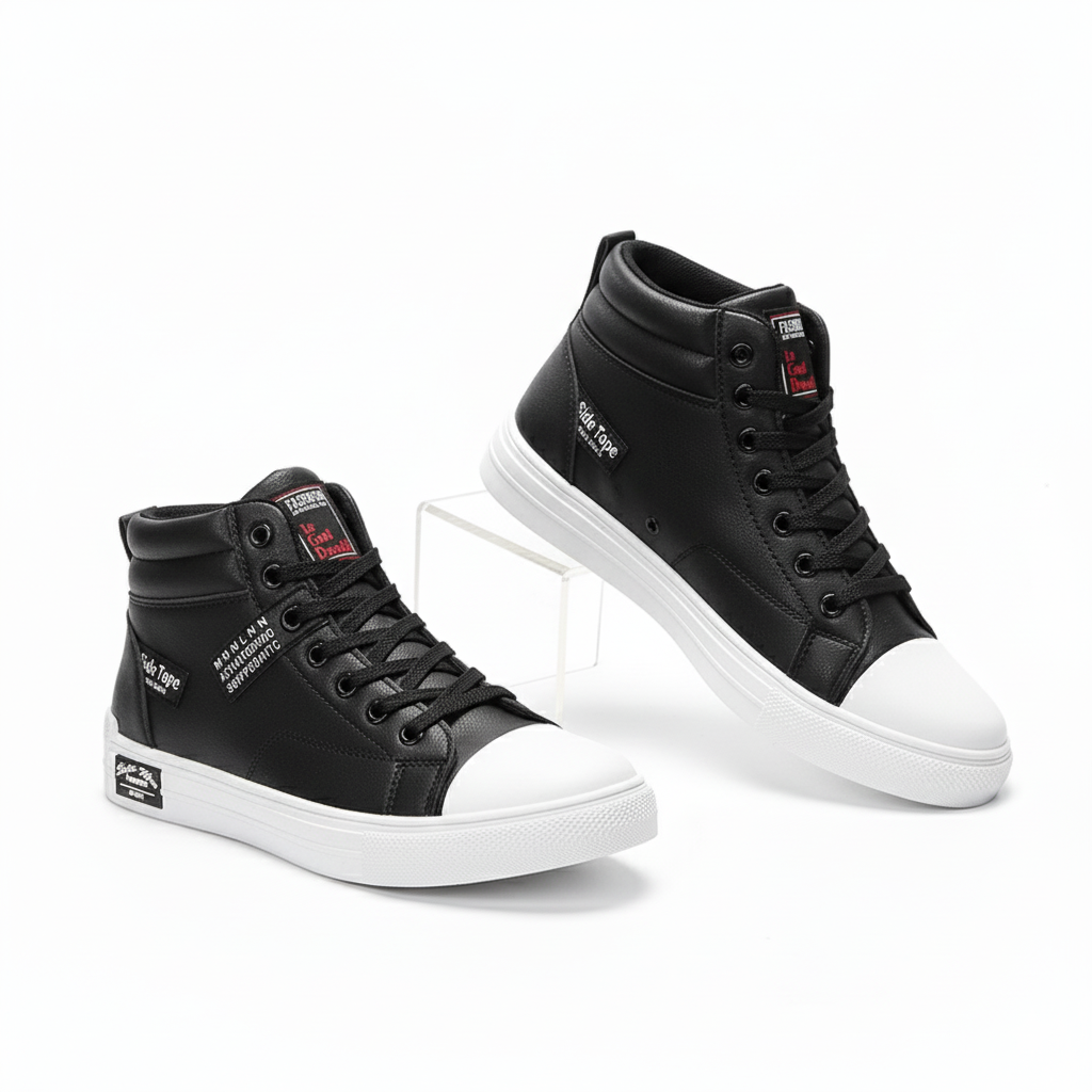 High-Top Sneakers for Men | Graphic Patch and Contrast Sole Detail