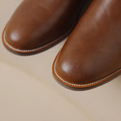 Women’s Knee High Leather Boots – Low Block Heel Pull-On Boots