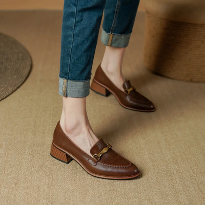 Women’s Heeled Loafers – Slip-On Block Heel Dress Shoes
