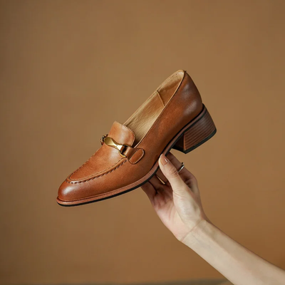 Women’s Heeled Loafers – Slip-On Block Heel Dress Shoes