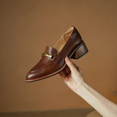 Women’s Heeled Loafers – Slip-On Block Heel Dress Shoes