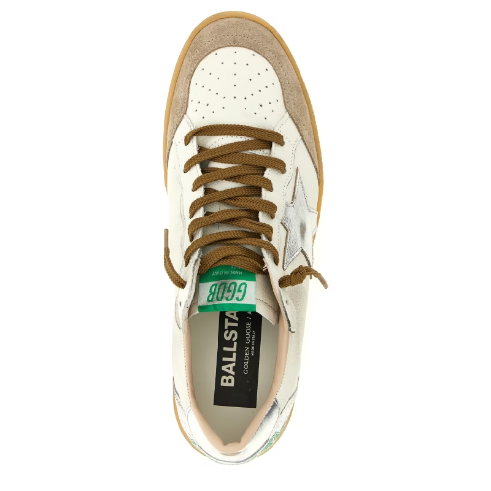 Golden Goose Ball Star White Silver Star Gum Sole Low Top Sneakers
