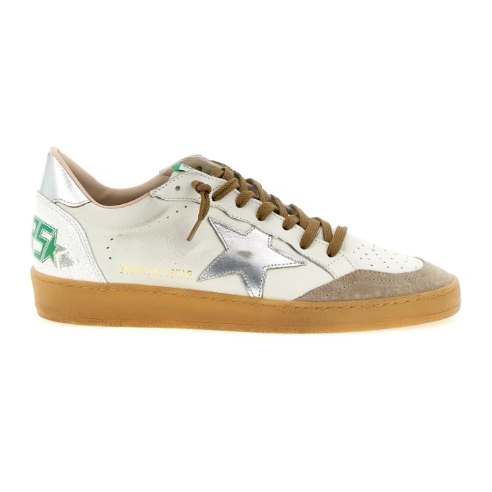 Golden Goose Ball Star White Silver Star Gum Sole Low Top Sneakers