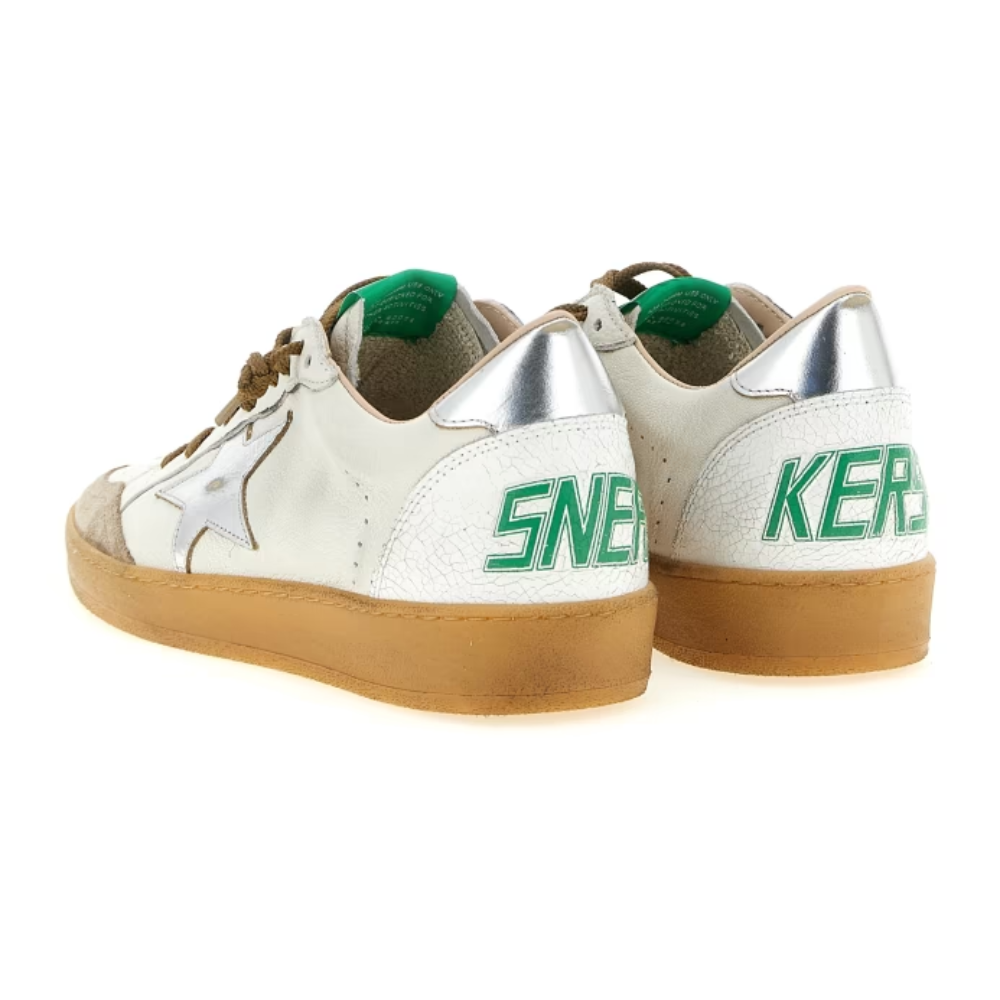 Golden Goose Ball Star White Silver Star Gum Sole Low Top Sneakers
