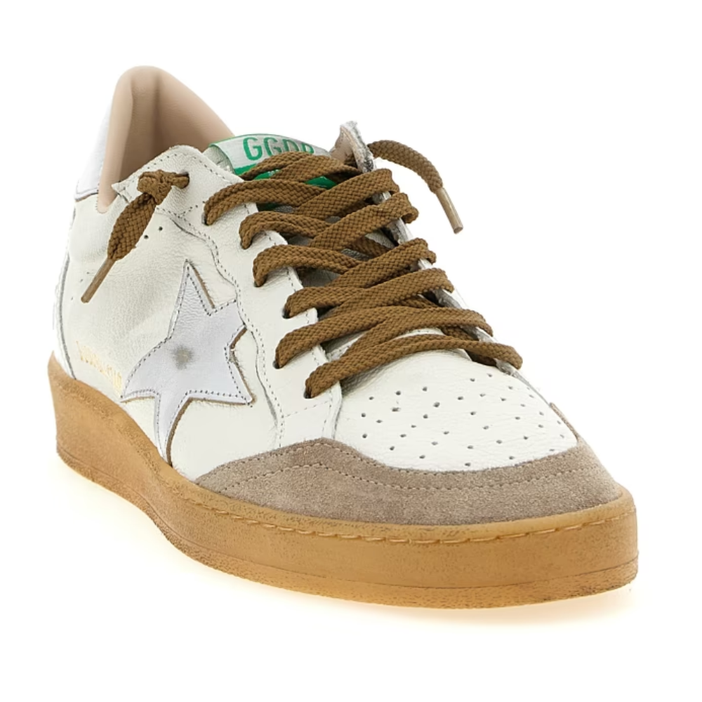 Golden Goose Ball Star White Silver Star Gum Sole Low Top Sneakers
