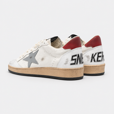 Golden Goose Men's Ball Star Nappa Leather White Silver Star Low Top Sneakers