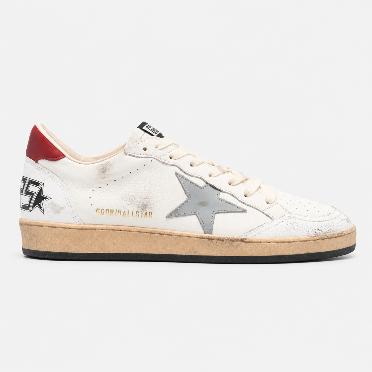 Golden Goose Men's Ball Star Nappa Leather White Silver Star Low Top Sneakers