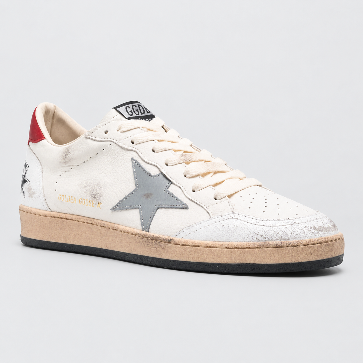 Golden Goose Men's Ball Star Nappa Leather White Silver Star Low Top Sneakers