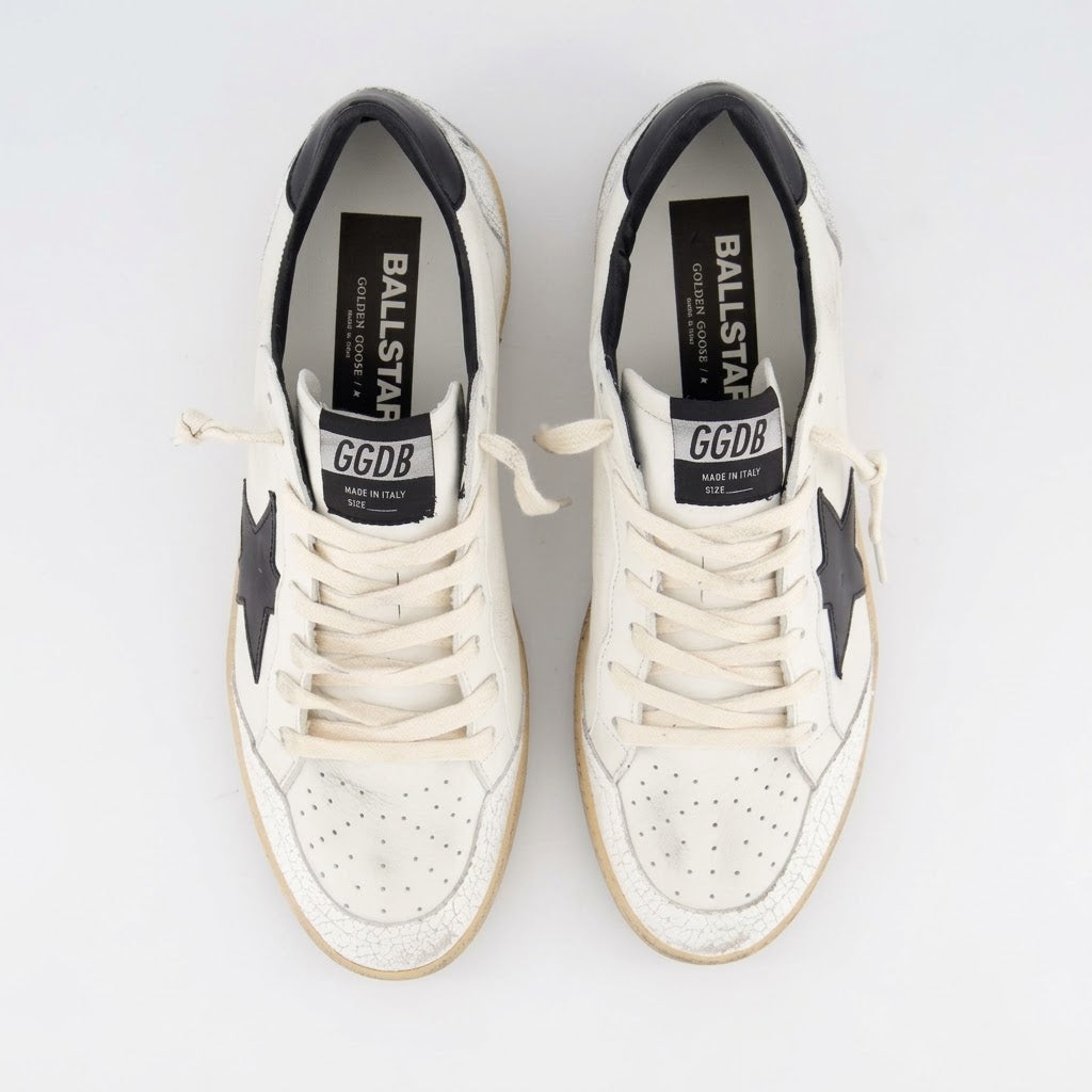 Golden Goose Men's Ball Star White Black Star Low Top Sneakers