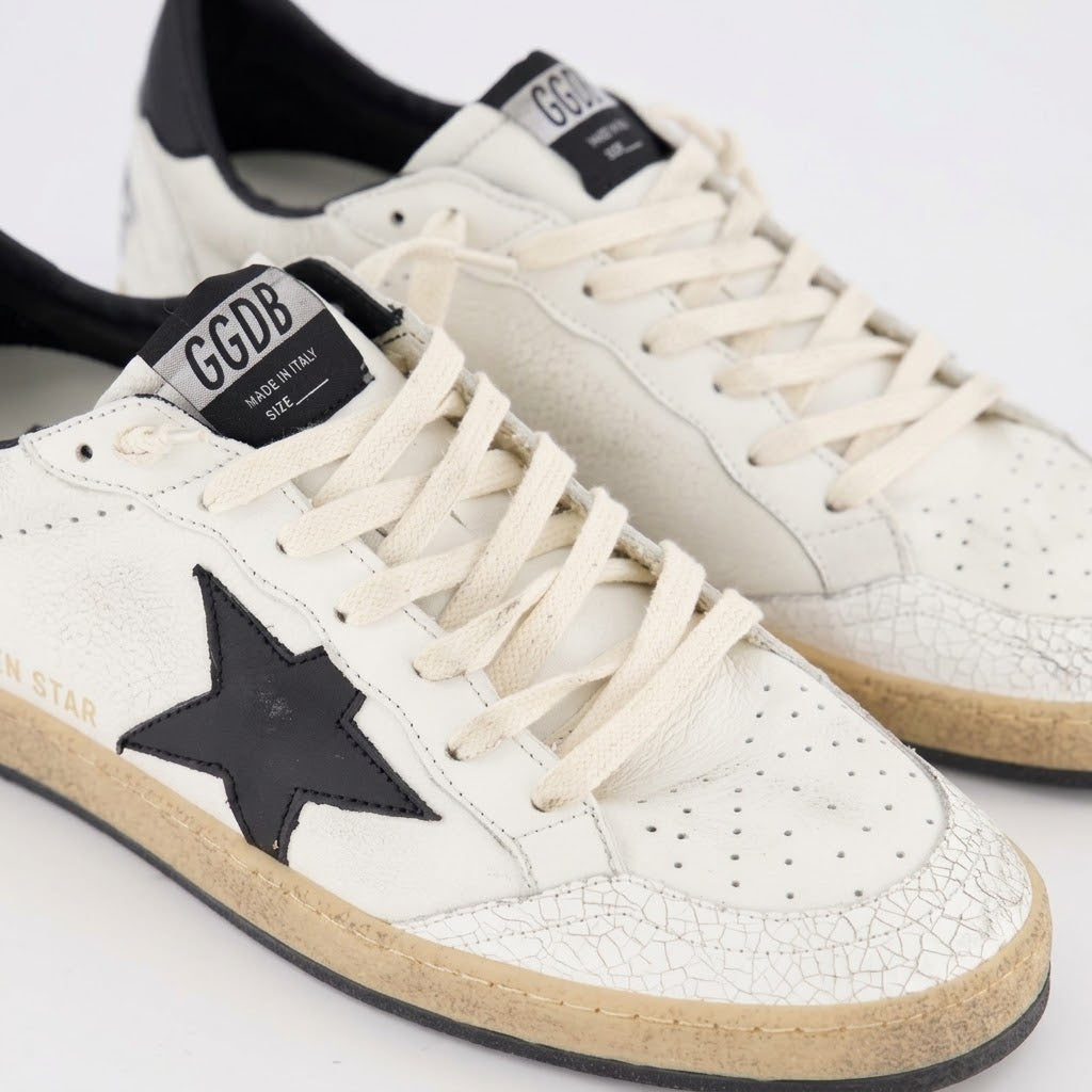 Golden Goose Men's Ball Star White Black Star Low Top Sneakers