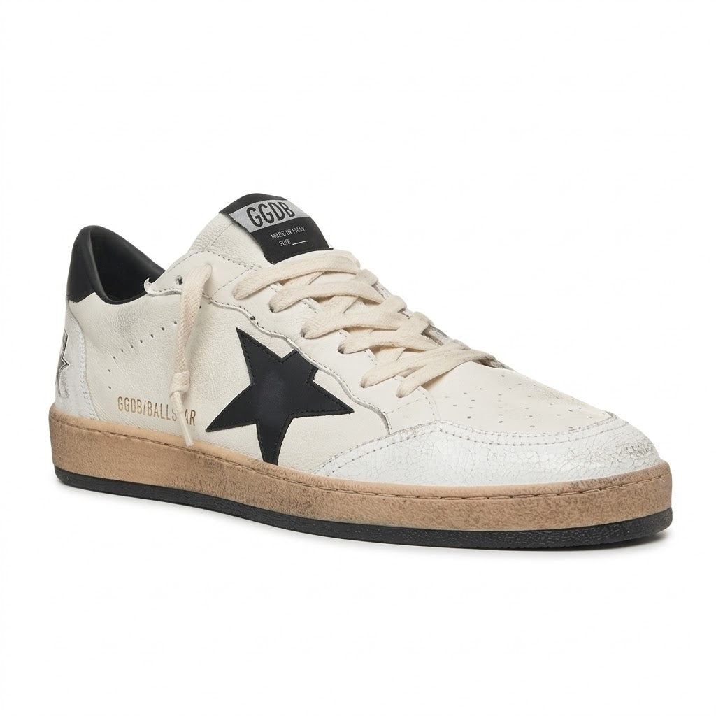 Golden Goose Men's Ball Star White Black Star Low Top Sneakers