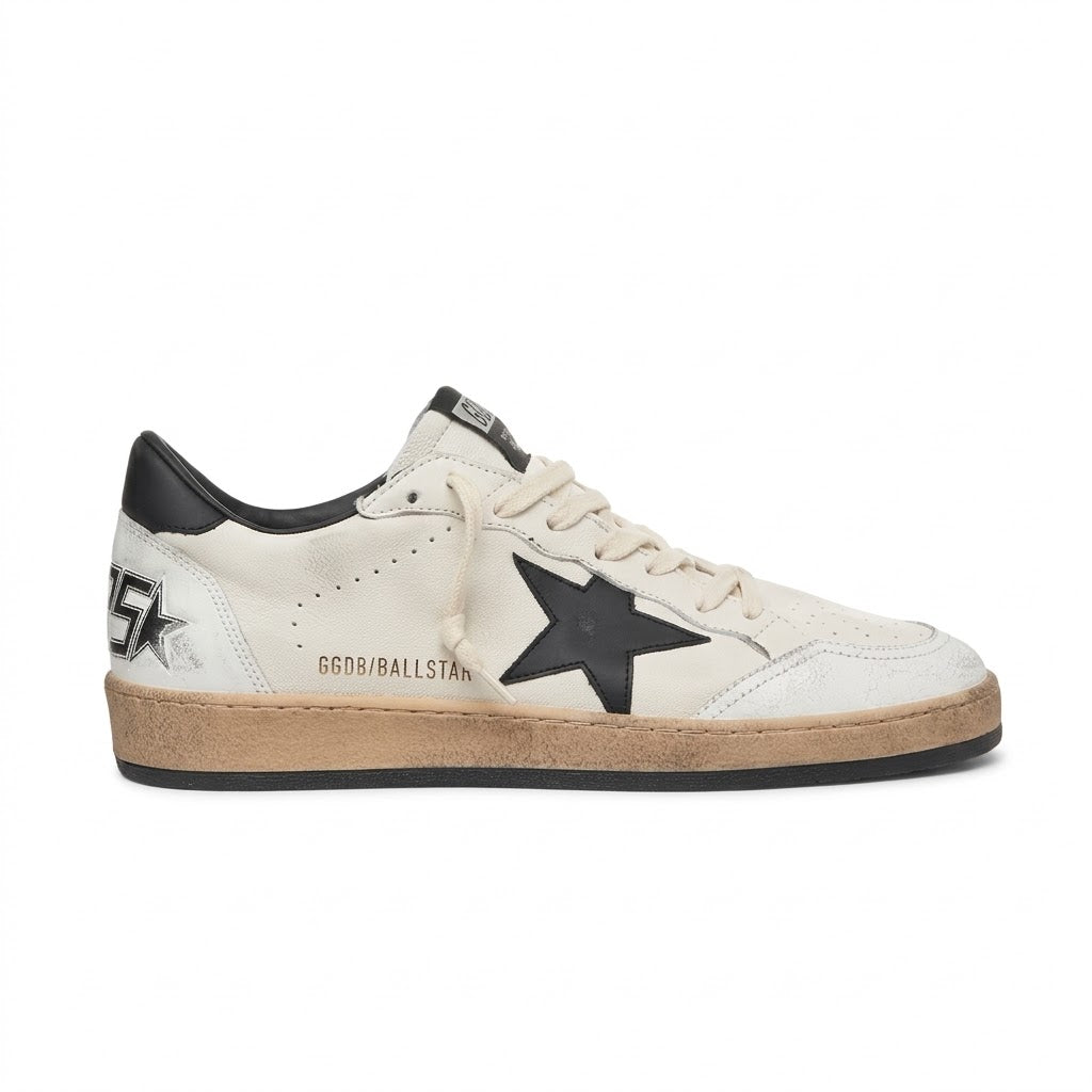 Golden Goose Men's Ball Star White Black Star Low Top Sneakers