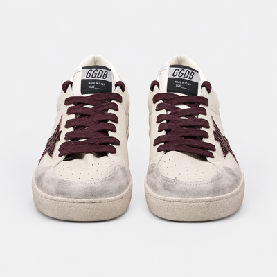 Golden Goose Men's Ball Star White Brown Croc-Effect Low Top Sneakers