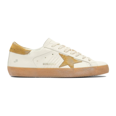 Golden Goose Super-Star White Gold Heel Low Top Sneakers