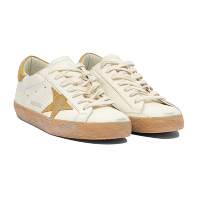 Golden Goose Super-Star White Gold Heel Low Top Sneakers