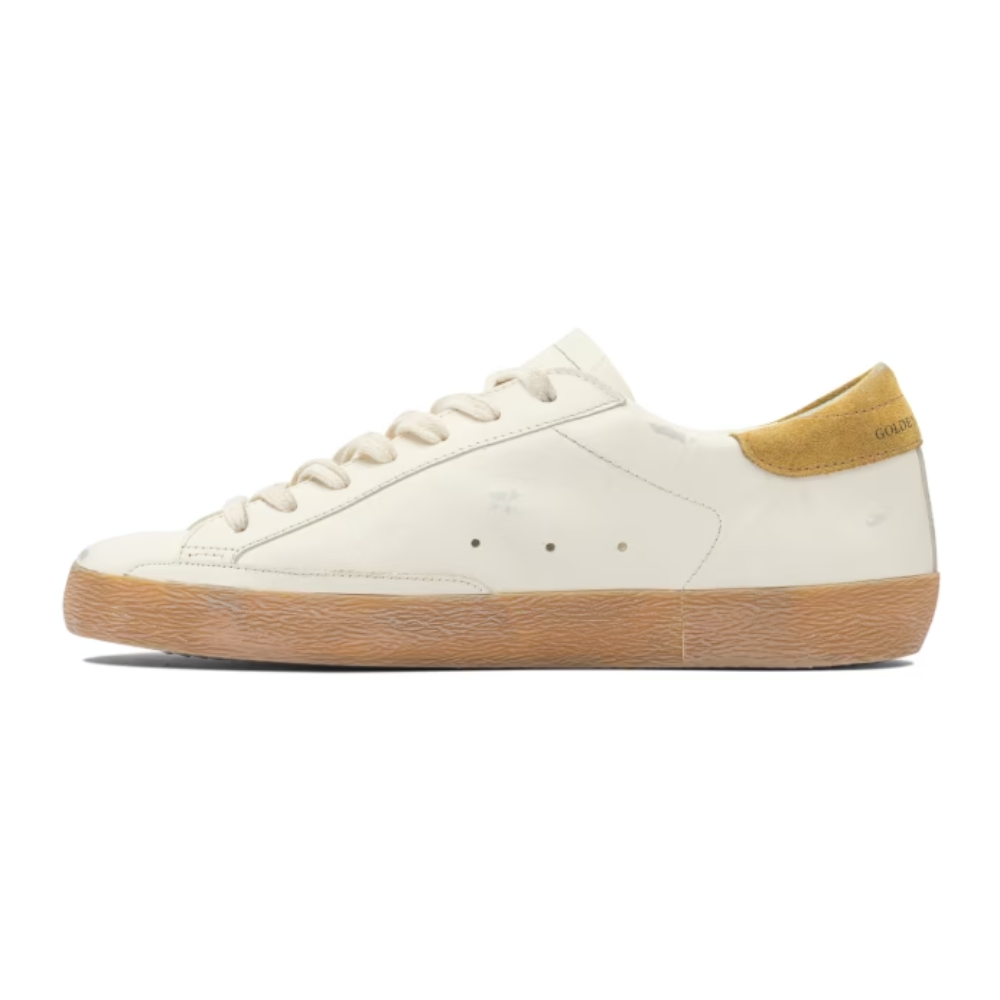 Golden Goose Super-Star White Gold Heel Low Top Sneakers
