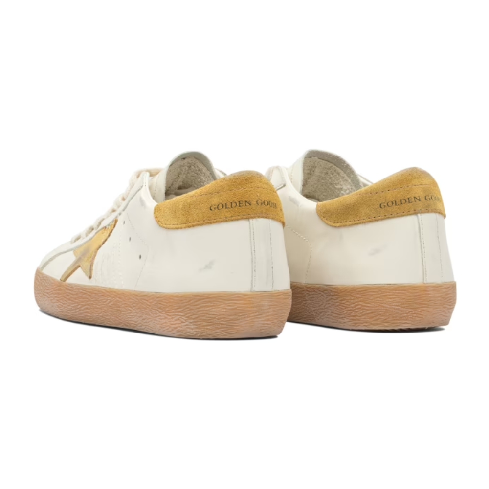 Golden Goose Super-Star White Gold Heel Low Top Sneakers
