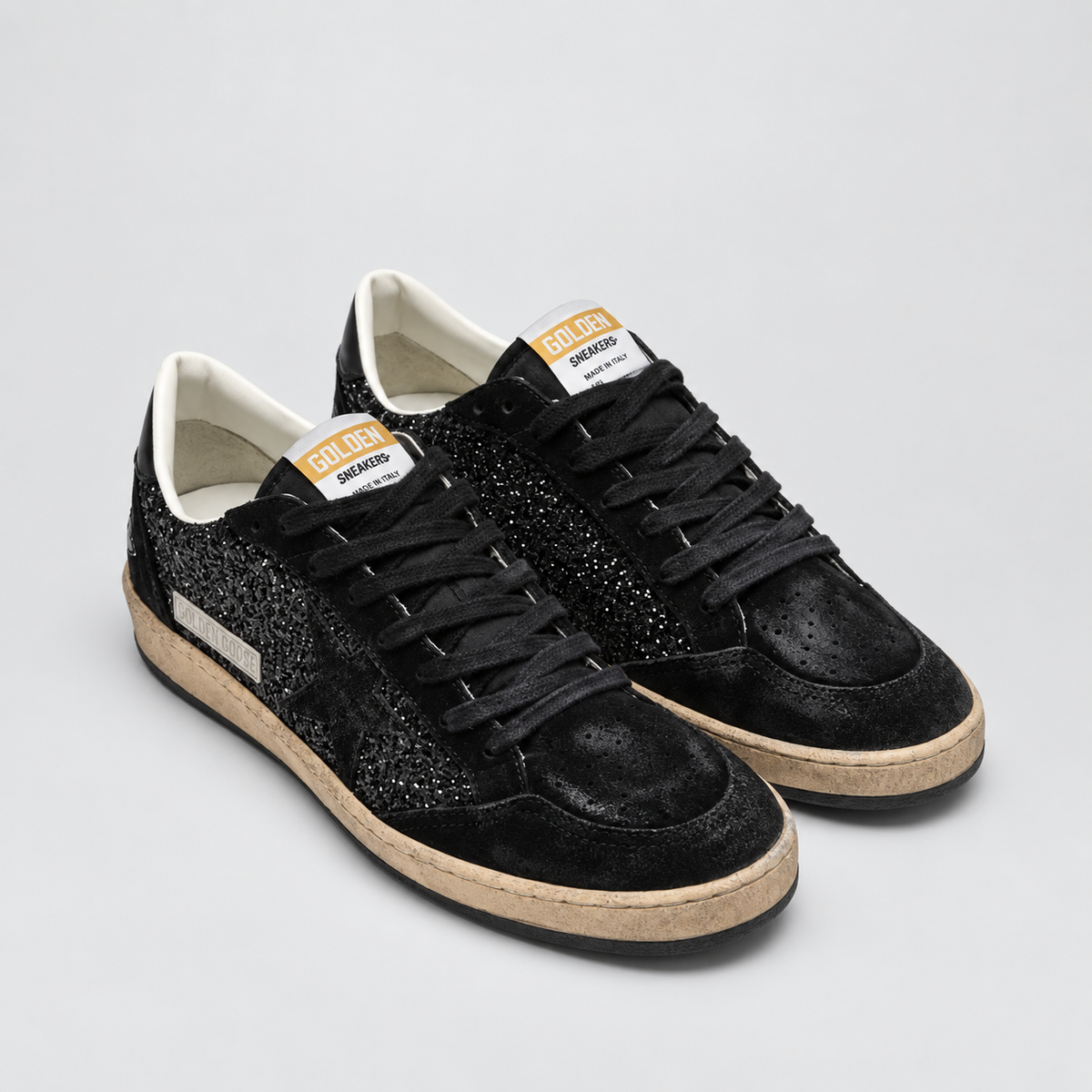 Golden Goose Women's Ball Star Black Glitter Low Top Sneakers