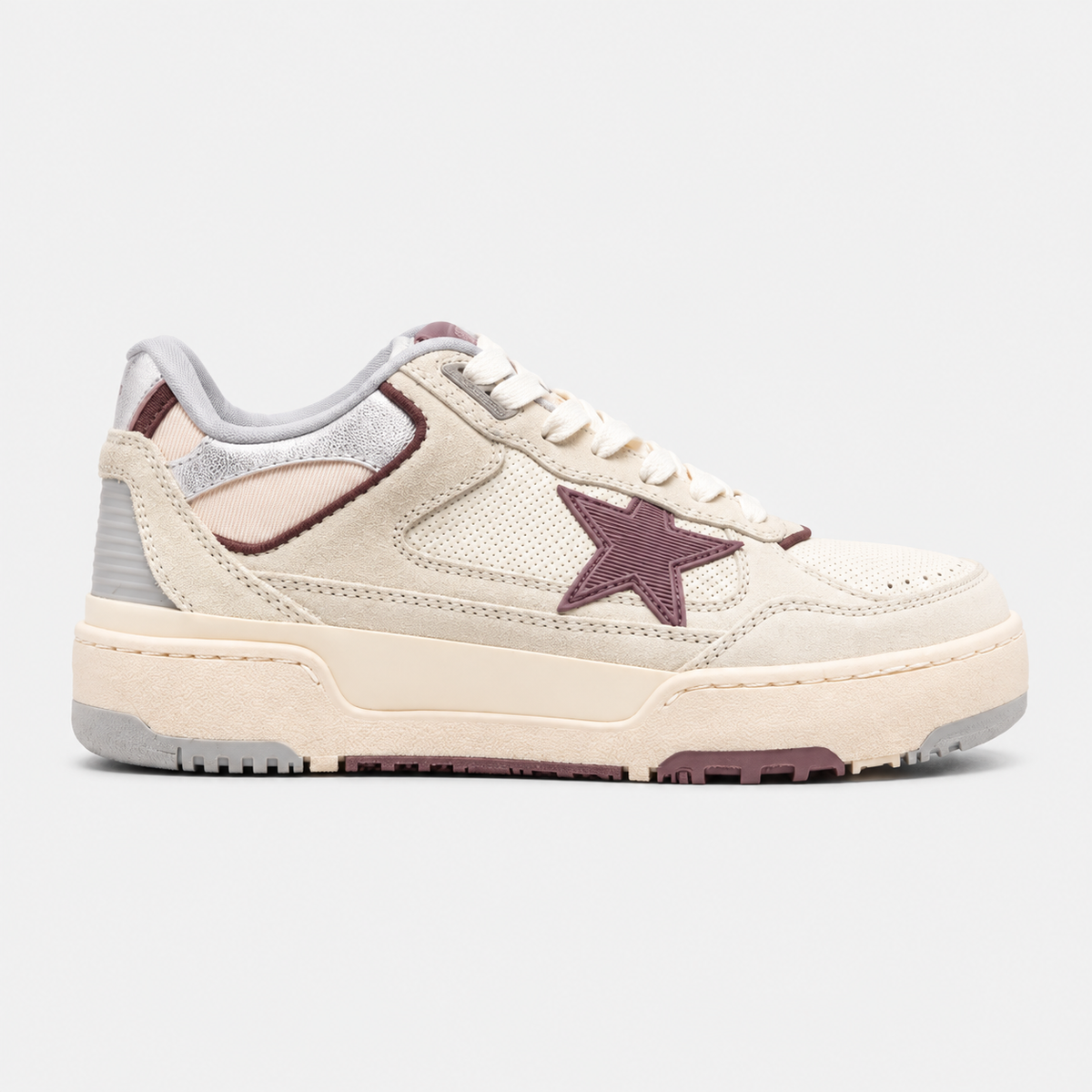 Golden Goose Women's Ball Star Cream Purple Star Low Top Sneakers