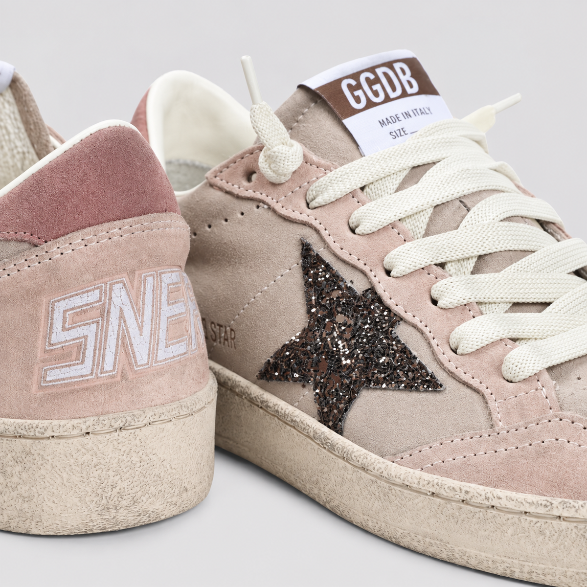 Golden Goose Women's Ball Star Pink Glitter Star Low Top Sneakers