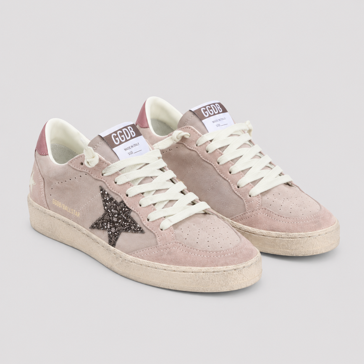 Golden Goose Women's Ball Star Pink Glitter Star Low Top Sneakers