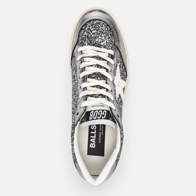 Golden Goose Women's Ball Star Silver Glitter White Star Low Top Sneakers