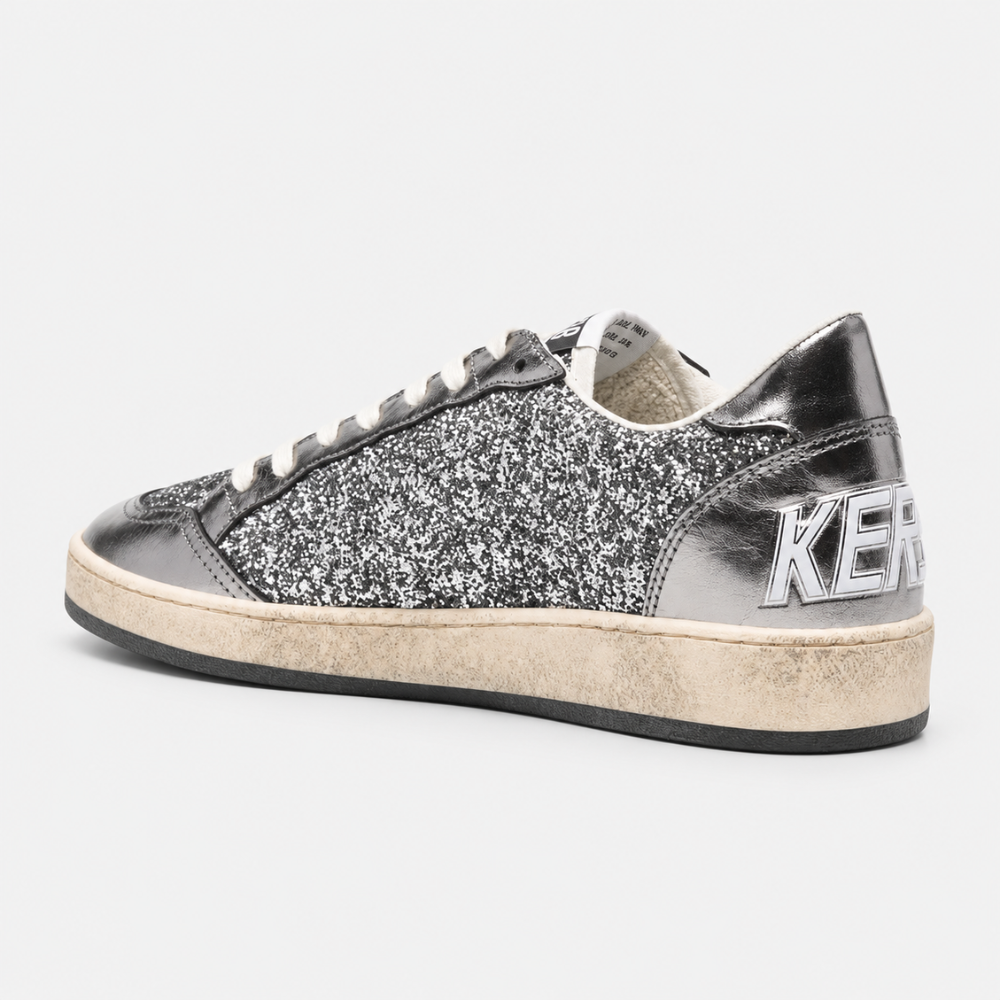 Golden Goose Women's Ball Star Silver Glitter White Star Low Top Sneakers