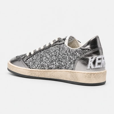 Golden Goose Women's Ball Star Silver Glitter White Star Low Top Sneakers