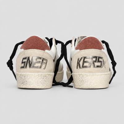 Golden Goose Women's Ball Star White Beige Gold Star Low Top Sneakers