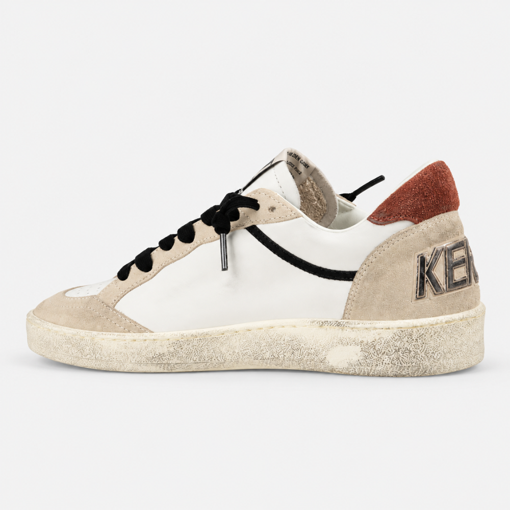 Golden Goose Women's Ball Star White Beige Gold Star Low Top Sneakers