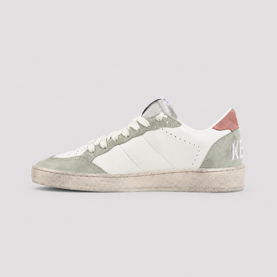 Golden Goose Women's Ball Star White Green Silver Star Low Top Sneakers